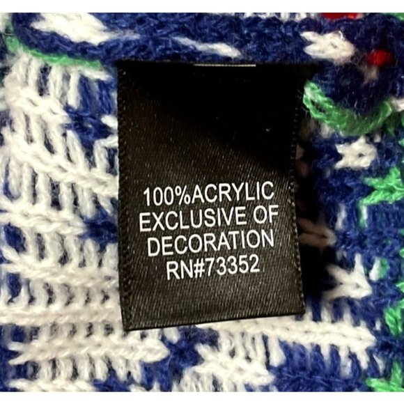 Blizzard Bay Ugly Christmas Sweater Sz Small Santa Riding T Rex Blue Red Unisex - Picture 4 of 5